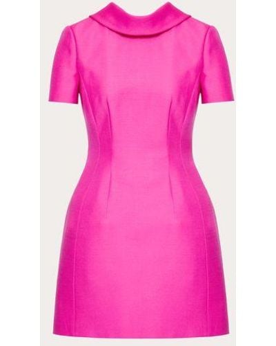 Valentino Crepe Couture Short Dress With Bow Detail - Pink