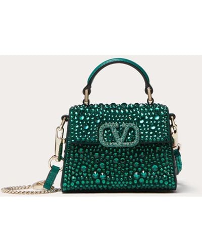 Valentino Garavani Vsling Micro Handbag With Sparkling Embroidery - Green