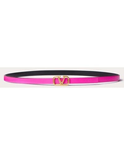 Valentino Garavani Vlogo Signature Reversible Shiny Calfskin Belt - 10mm / 1.2 In. - Multicolour