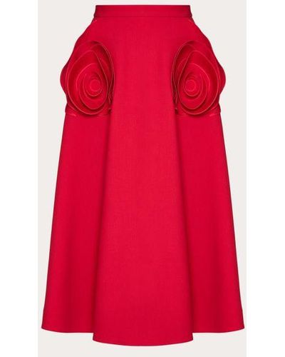 Valentino Crepe Couture Midi Skirt - Red