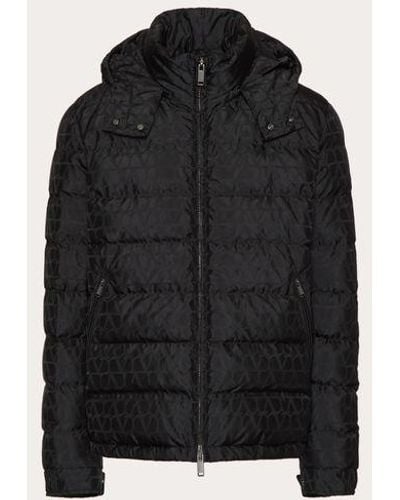 Valentino Nylon Down Jacket With Toile Iconographe Pattern - Black