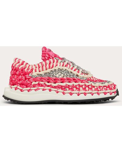 Valentino Garavani Crochet Sneaker In Fabric - Pink