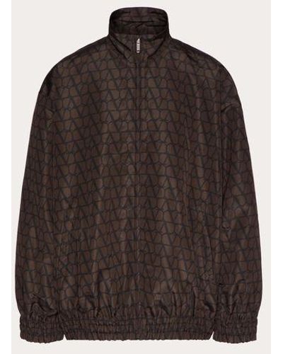 Valentino Silk Faille Jacket With All-over Toile Iconographe Print - Brown