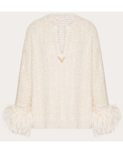 Valentino Jumper In Lurex Mohair And Sequin Thread - Natural