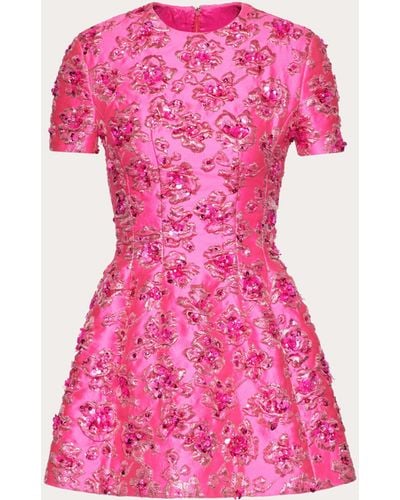 Valentino Short Jacquard Dress - Pink