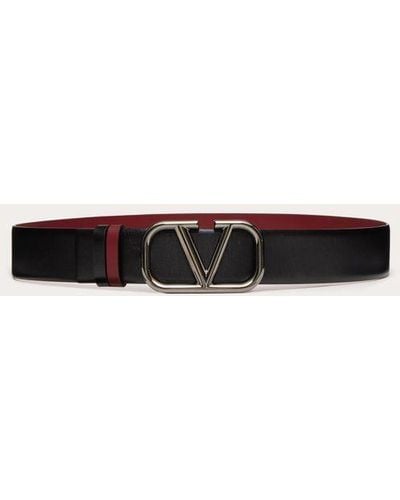 Valentino Garavani Vlogo Signature Reversible Calfskin Belt 40 Mm - Natural