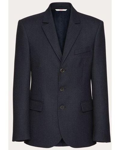 Valentino Single-breasted Wool Jacket - Blue