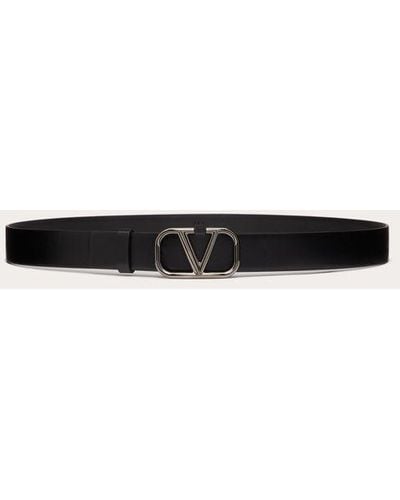 Valentino Garavani Vlogo Signature Calfskin Belt 30 Mm - Natural