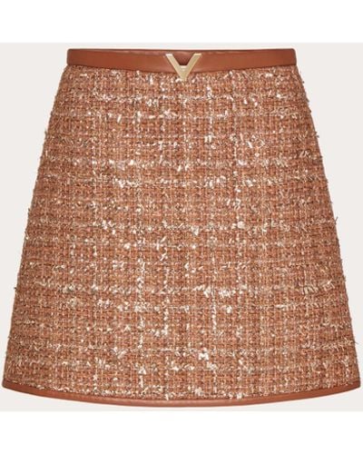 Valentino Glaze Tweed Light Miniskirt - Natural