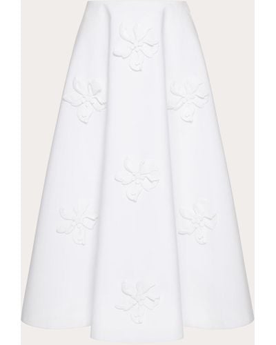 Valentino Embroidered Compact Popeline Midi Skirt - White