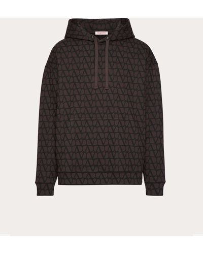 Valentino Cotton Hooded Sweatshirt With Toile Iconographe Print - Black