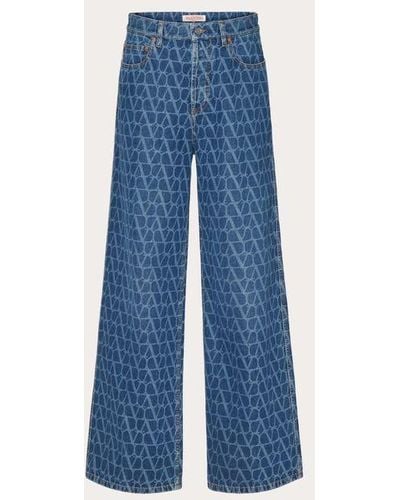 Valentino PANTALON EN DENIM À MOTIF TOILE ICONOGRAPHE - Bleu