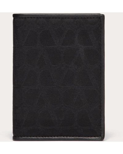 Valentino Garavani Toile Iconographe Wallet In Technical Fabric With Leather Details - White