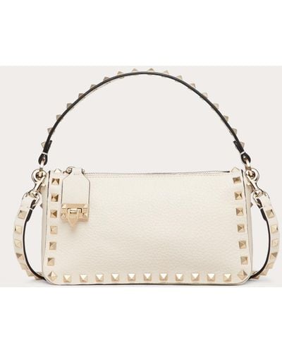 Small Rockstud Grainy Calfskin Crossbody Bag for Woman in Pink Pp