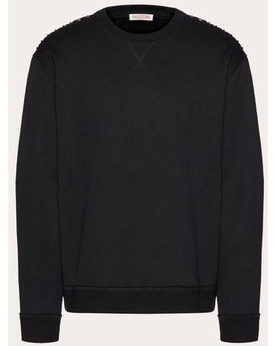 Valentino Cotton Crewneck Sweatshirt With Black Untitled Studs