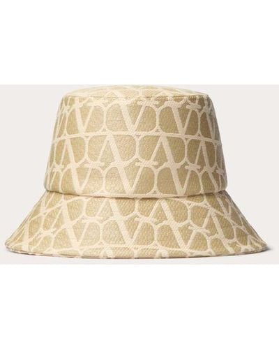 Valentino Garavani Toile Iconographe Raffia Bucket Hat - Natural