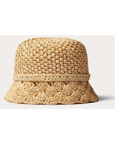 Valentino Garavani RESORT CROCHET BUCKET HAT MIT METALLDETAIL - Natur