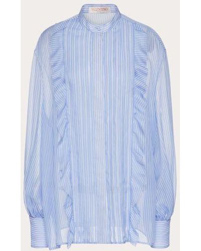 Valentino Camicia in chiffon classic stripes - Blu