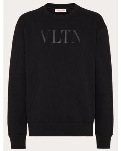 Valentino Cotton Crewneck Sweatshirt With Vltn Print - Black