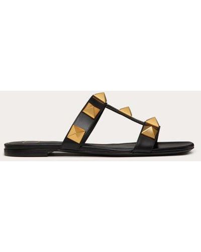 Valentino Garavani Sandalo slide basso roman stud in vitello - Neutro