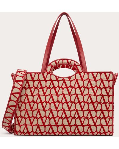 Valentino Garavani Le Troisieme Toile Iconographe Shopping Bag - Red