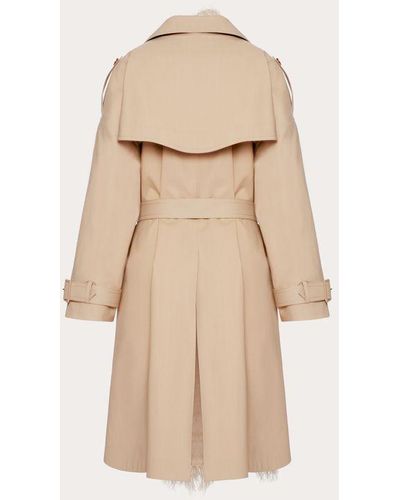 Valentino Embroidered Cotton Mac Canvas Trench Coat - Natural