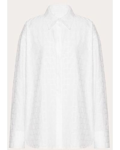 Valentino BLUSE AUS TOILE ICONOGRAPHE COTTON POPELINE JACQUARD - Weiß