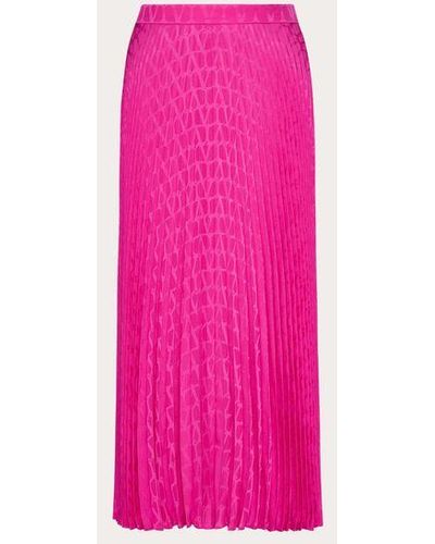 Valentino Toile Iconographe Jacquard Silk Skirt - Pink