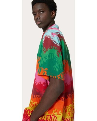 Valentino Hemd Aus Seide Und Baumwolle Mit Waves Multicolor-print - Mehrfarbig