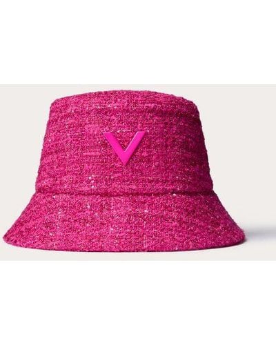 Valentino Garavani V Detail Wool Bucket Hat - Pink