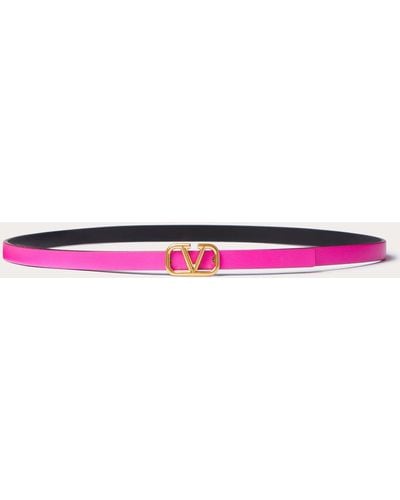 Valentino Garavani Vlogo Signature Reversible Shiny Calfskin Belt - 10mm / 1.2 In. - Multicolor