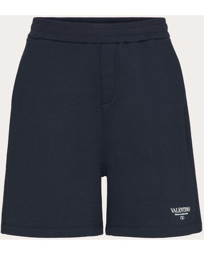 Valentino Print Cotton Bermuda Shorts - Blue