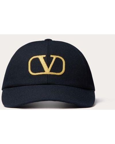 Valentino Garavani Vlogo Signature Cotton Baseball Cap - Blue
