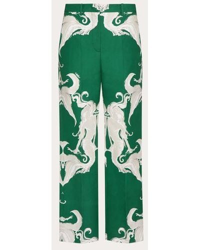 Valentino Pantalone in popeline metamorphos siren - Verde