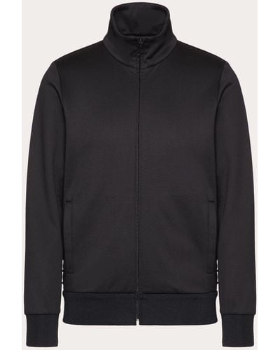 Valentino High Neck Acetate Sweatshirt With Zipper And Black Untitled Studs