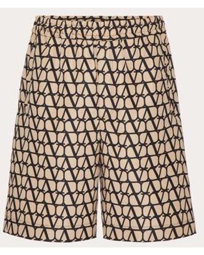 Valentino All-over Toile Iconographe Print Silk Faille Bermuda Shorts - Natural