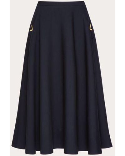 Valentino Crepe Couture Midi Skirt - Blue