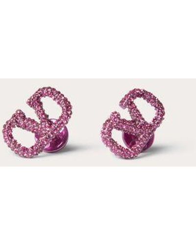 Valentino Garavani Vlogo Signature Metal And Crystal Earrings - Pink