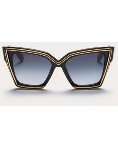 Valentino V - grace occhiale cat-eye oversize in acetato con dettagli in titanio - Blu