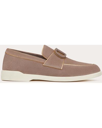 Valentino Garavani Leisure Flows Split Leather Loafer - Natural