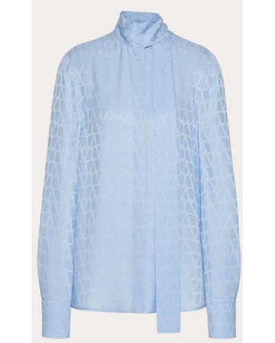 Valentino Camicia in silk jacquard toile iconographe - Blu