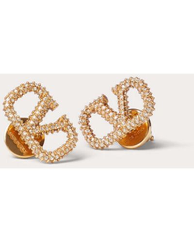 Valentino Garavani Vlogo Signature Earrings In Metal And Swarovski® Crystals - Natural