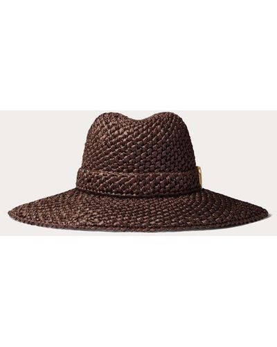 Valentino Garavani Fedora Hat In Raffia Handmade With Crochet Technique - Brown