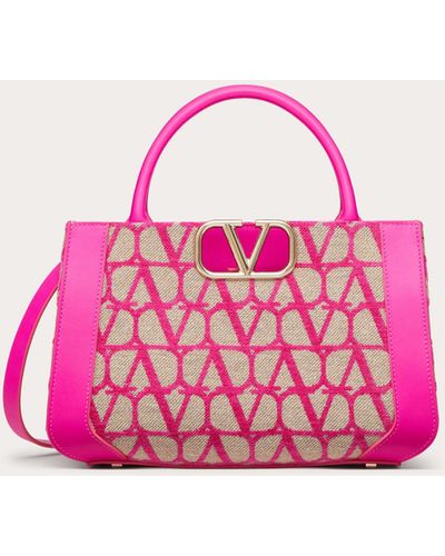 Valentino Garavani Small Vlogo Signature Toile Iconographe Handbag - Pink