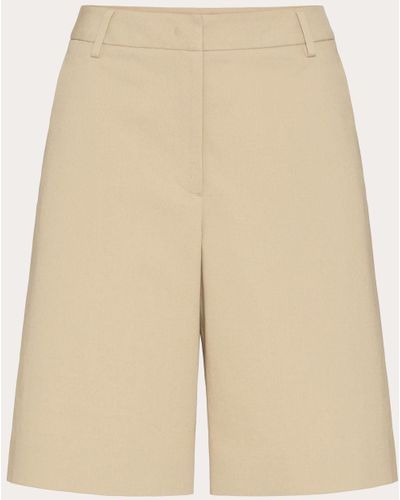 Valentino Bermuda Shorts In Diagonal Cotton Linen - Natural