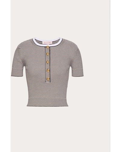 Valentino Cotton And Lurex Sweater - Gray