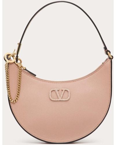 Valentino Garavani Vlogo Signature Calfskin Hobo Mini Bag With Jewel Logo - Pink