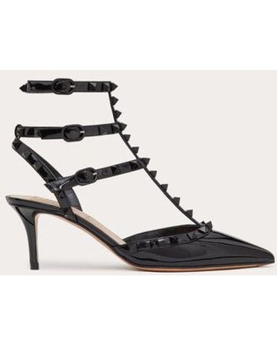 Valentino Garavani Patent Rockstud Court Shoes With Matching Straps And Studs 65 Mm - Natural