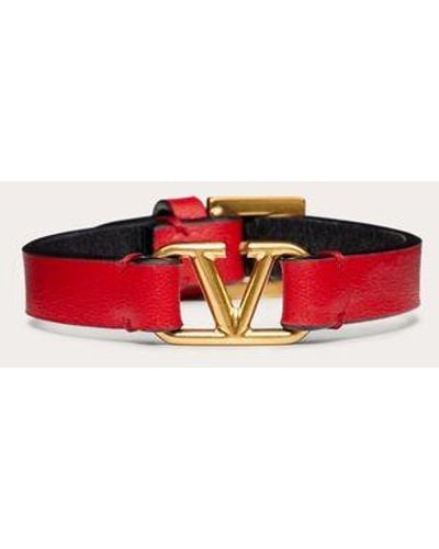 Valentino Garavani Vlogo Signature Calfskin Bracelet - Red