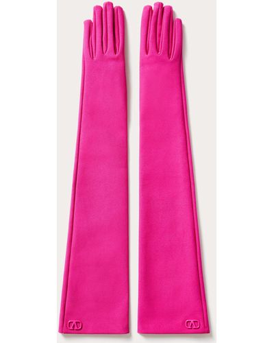 Valentino Garavani Vlogo Signature Jersey Gloves - Pink